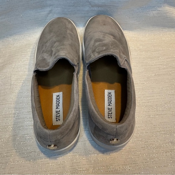 Steve Madden Gills Gray Leather Slip On Low Walking Shoes Sneaker Women Size 7 - Picture 9 of 12